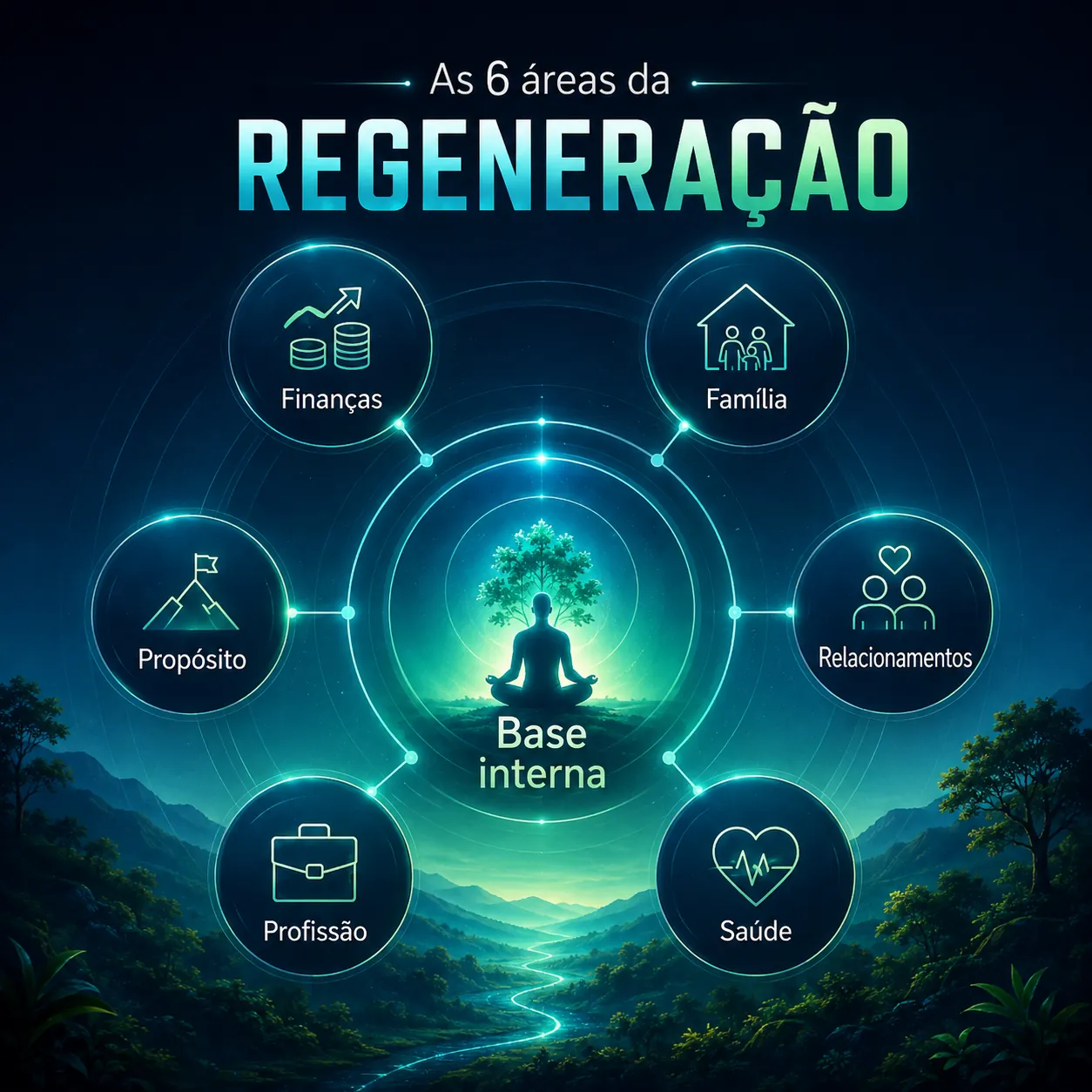 As seis áreas do REGENERE-SE conectadas a uma base interna